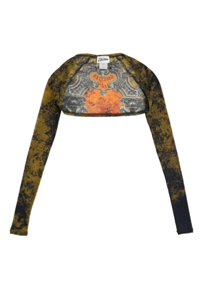Jean Paul Gaultier Médeillon-print long-sleeve cropped jacket - Brown