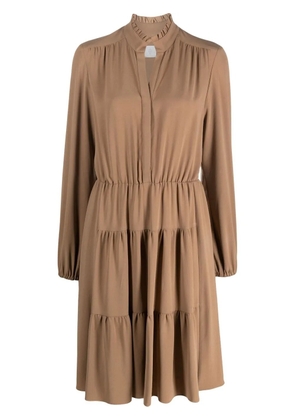 Eleventy tiered long-sleeved dress - Brown