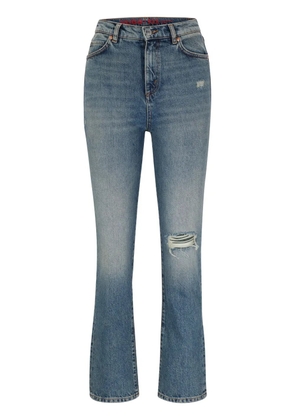 HUGO logo-patch cotton tapered jeans - Blue