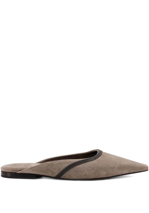 Brunello Cucinelli chain-embellished pointed-toe flats - Neutrals
