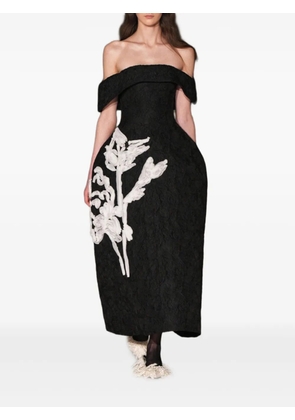 ERDEM off-shoulder floral-embellished dress - Black