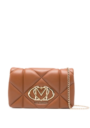 Love Moschino quilted logo cross body bag - Brown