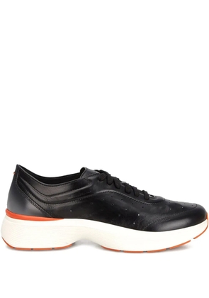 Santoni perforated leather low-top sneakers - Black