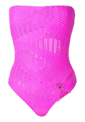 Amir Slama open-knit bandeau one-piece - Pink