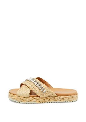 Prada Pre-Owned crystal raffia flats - Neutrals
