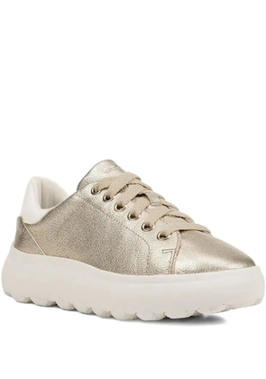 Geox Spherica EC 4.1 metallic-leather lace-up sneakers - Neutrals