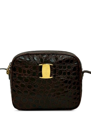 Ferragamo Pre-Owned 2010-2026 Croc Embossed Leather Vara crossbody bag - Brown