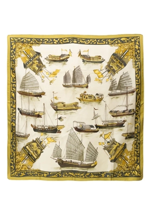Hermès Pre-Owned 1966 Jonques et Sampans by F. de la Perriere silk scarf - Yellow