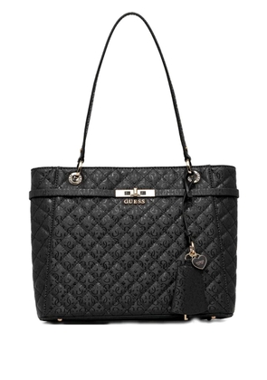 GUESS USA Idra quilted heart-charm tote bag - Black