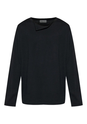 Yohji Yamamoto folded-neck long-sleeve T-shirt - Black