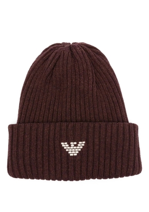 Emporio Armani logo-embroidered beanie - Brown