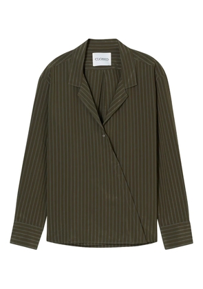 Closed asymmetric striped shirt - Green