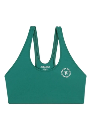 Sporty & Rich racer-back logo-detail sports bra - Green