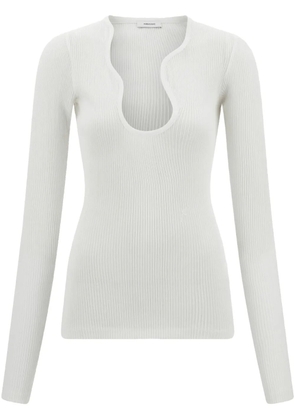 Ferragamo rippled-neckline sweater - White