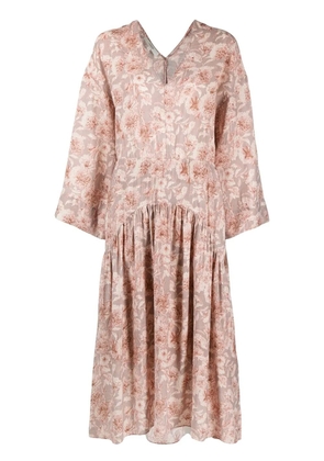 Vince Dahlia floral-print V-neck dress - Pink