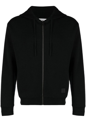Wooyoungmi jersey-knit drawstring zipped hoodie - Black