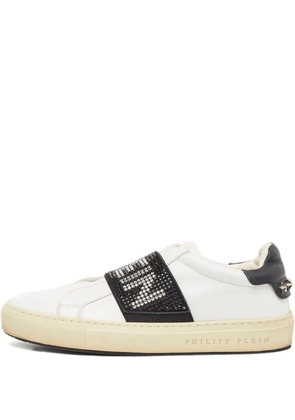 Philipp Plein crystal-embellishment leather sneakers - White