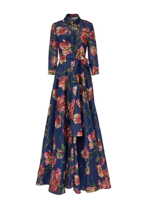 Carolina Herrera tulip-print belted maxi dress - Blue