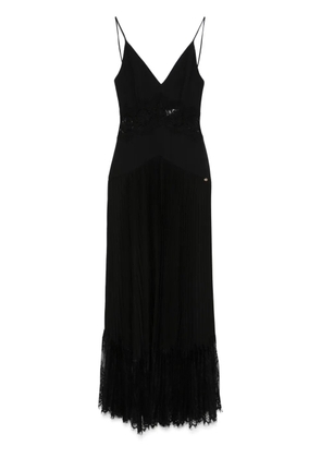 NISSA lace-panel midi dress - Black
