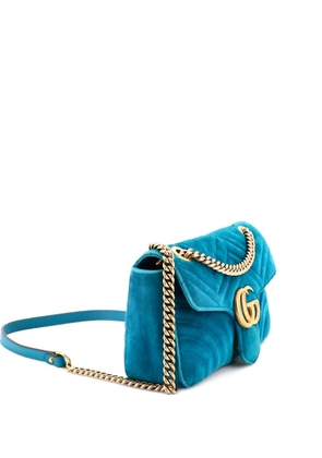 Gucci Pre-Owned GG Marmont Flap Bag Matelasse Velvet Small shoulder bag - Blue