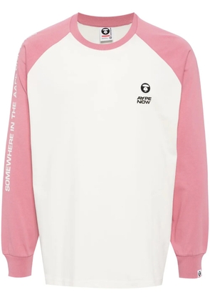 AAPE BY *A BATHING APE® Moonface logo raglan long sleeve tee - Pink