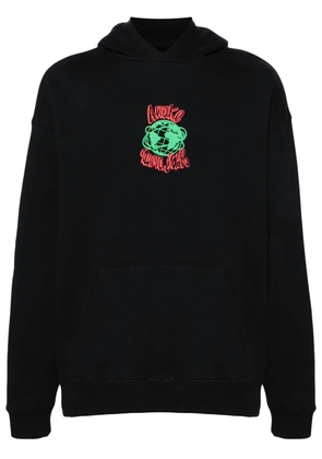 Awake NY Globe raised-logo cotton hoodie - Black