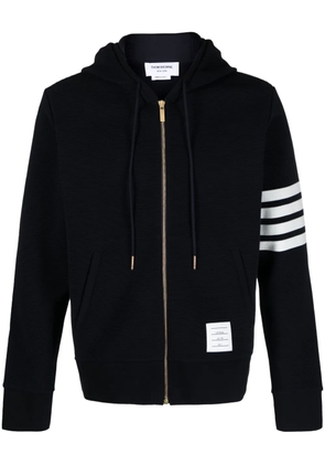 Thom Browne logo-patch zip-up hoodie - Blue