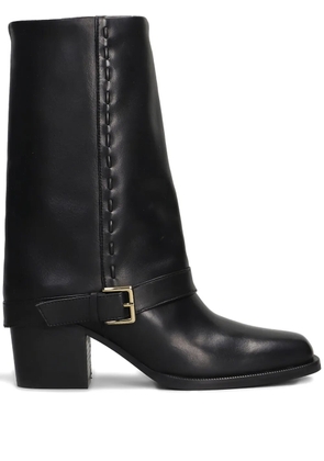 Evaluna buckle-detail stitch-embellished boots - Black