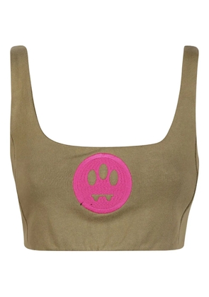 BARROW ribbed logo-detail top - Green