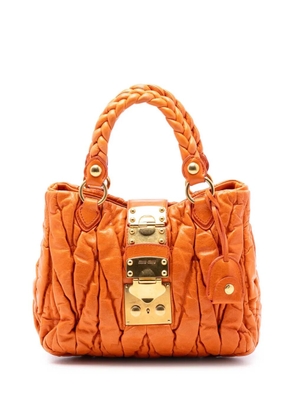 Miu Miu Pre-Owned 2010 Matelasse Lambskin Coffer satchel - Orange