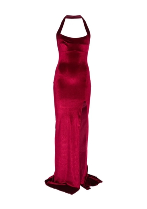 Atu Body Couture halterneck velvet maxi dress - Red