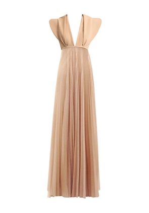 Gemy Maalouf panelled pleated gown - Neutrals