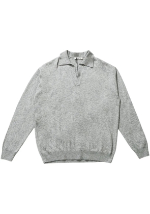 Auralee fine-knit polo-collar sweater - Grey