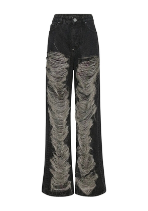 Philipp Plein mesh strass jeans - Black