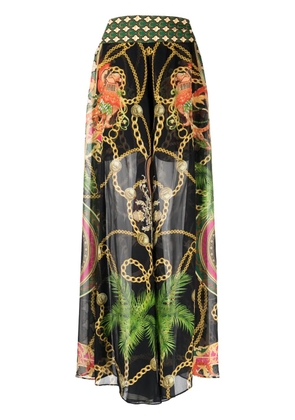 Camilla graphic-print sheer trousers - Black