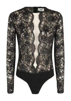 NISSA sequined lace bodysuit - Black