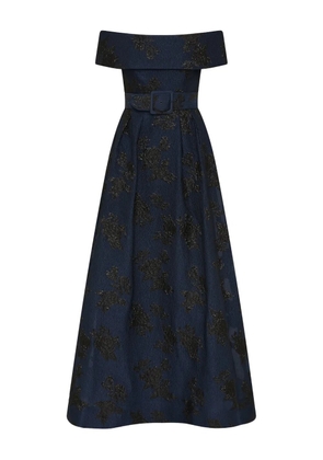 Rebecca Vallance off-shoulder floral-pattern gown - Blue
