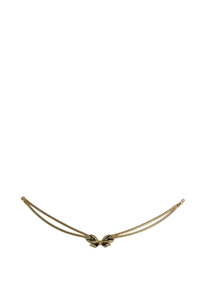 Christian Dior Pre-Owned 1990-2010 Gold Plated Rhinestone and Enamel Ribbon Motif Choker Necklace costume necklace - Black