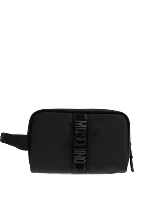 Moschino logo zip clutch bag - Black
