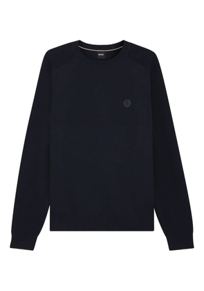 BOSS logo-patch cotton sweater - Blue