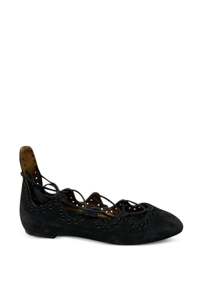 Isabel Marant Vintage lace-up fastening suede ballerina shoes - Black