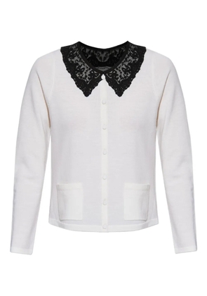 LoveShackFancy lace collared pocket cardigan - White