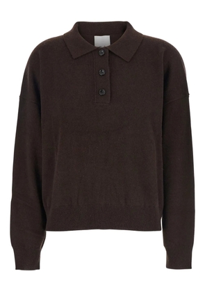 Allude point-collar buttoned polo top - Brown