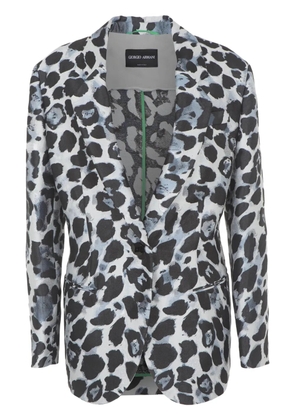 Giorgio Armani single-breasted leopard-pattern blazer - Black