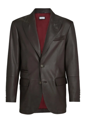 Brunello Cucinelli peak-lapels leather blazer - Brown
