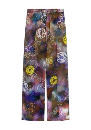 Kenzo floral-print drawstring straight trousers - Purple
