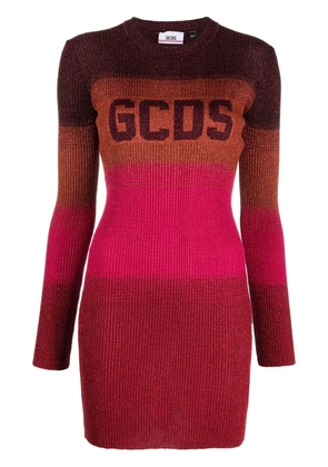 GCDS wide-stripe-pattern mini dress - Red