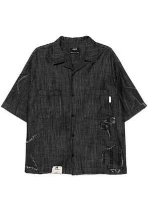 FIVE CM denim short- sleeves shirt - Black