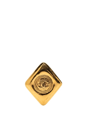 CHANEL Pre-Owned 1970-1980 Gold Plated CC Rhombus Brooch costume brooch