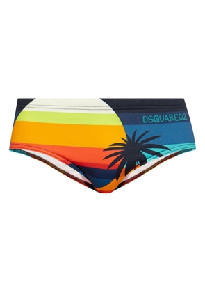 DSQUARED2 logo-detail striped swimming trunks - Blue